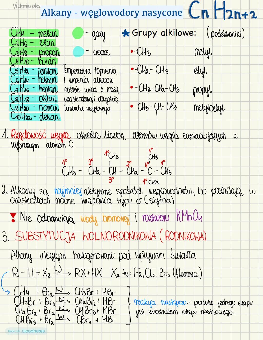 4. REGUŁA MARKOWNIKOWA
Victoria notes
→Podstawnik przyłącza się do węgla o wyższej rzędowości tworząc produkt główny.
$CH_{3}-CH_{2}-CH_{3}+