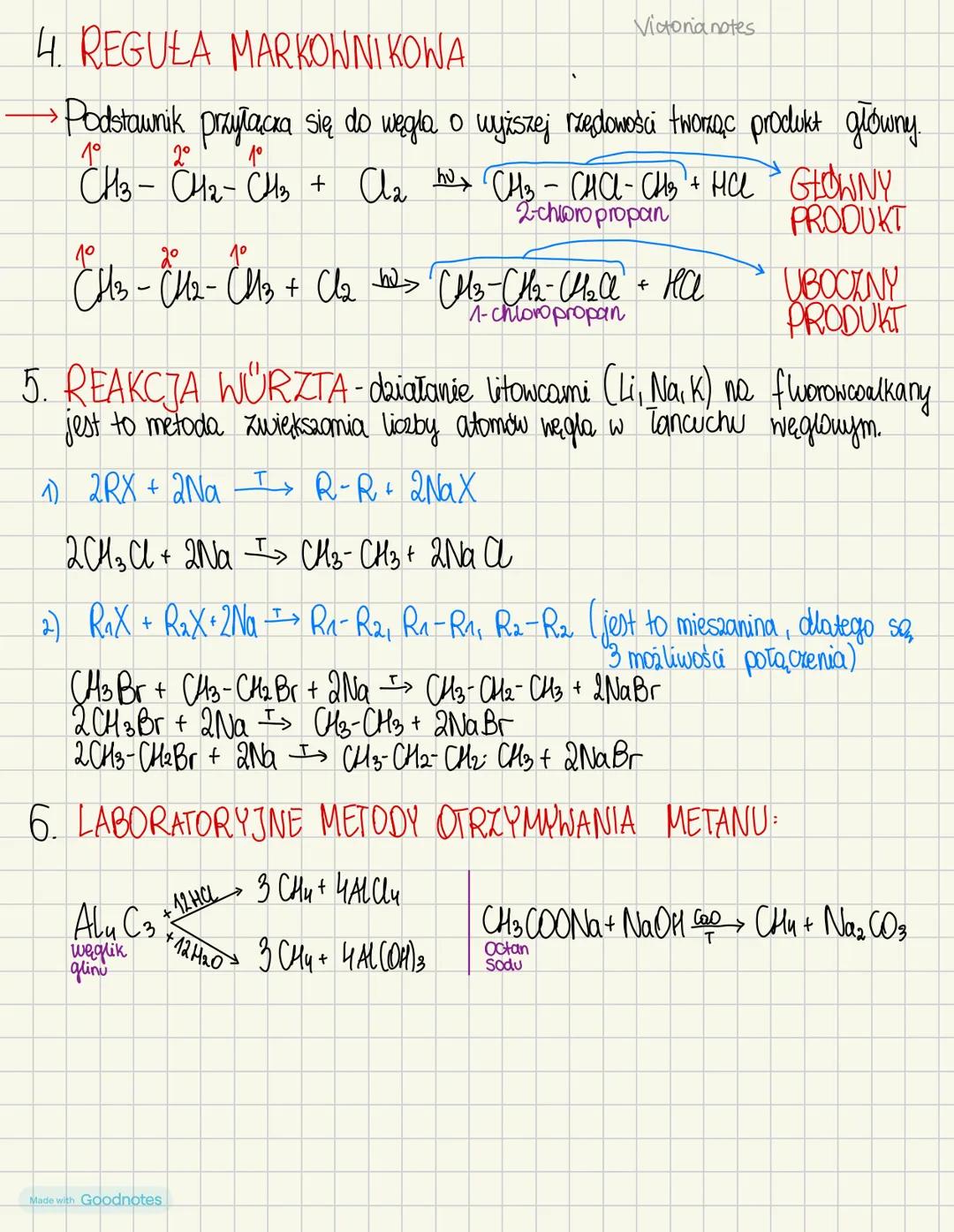 4. REGUŁA MARKOWNIKOWA
Victoria notes
→Podstawnik przyłącza się do węgla o wyższej rzędowości tworząc produkt główny.
$CH_{3}-CH_{2}-CH_{3}+