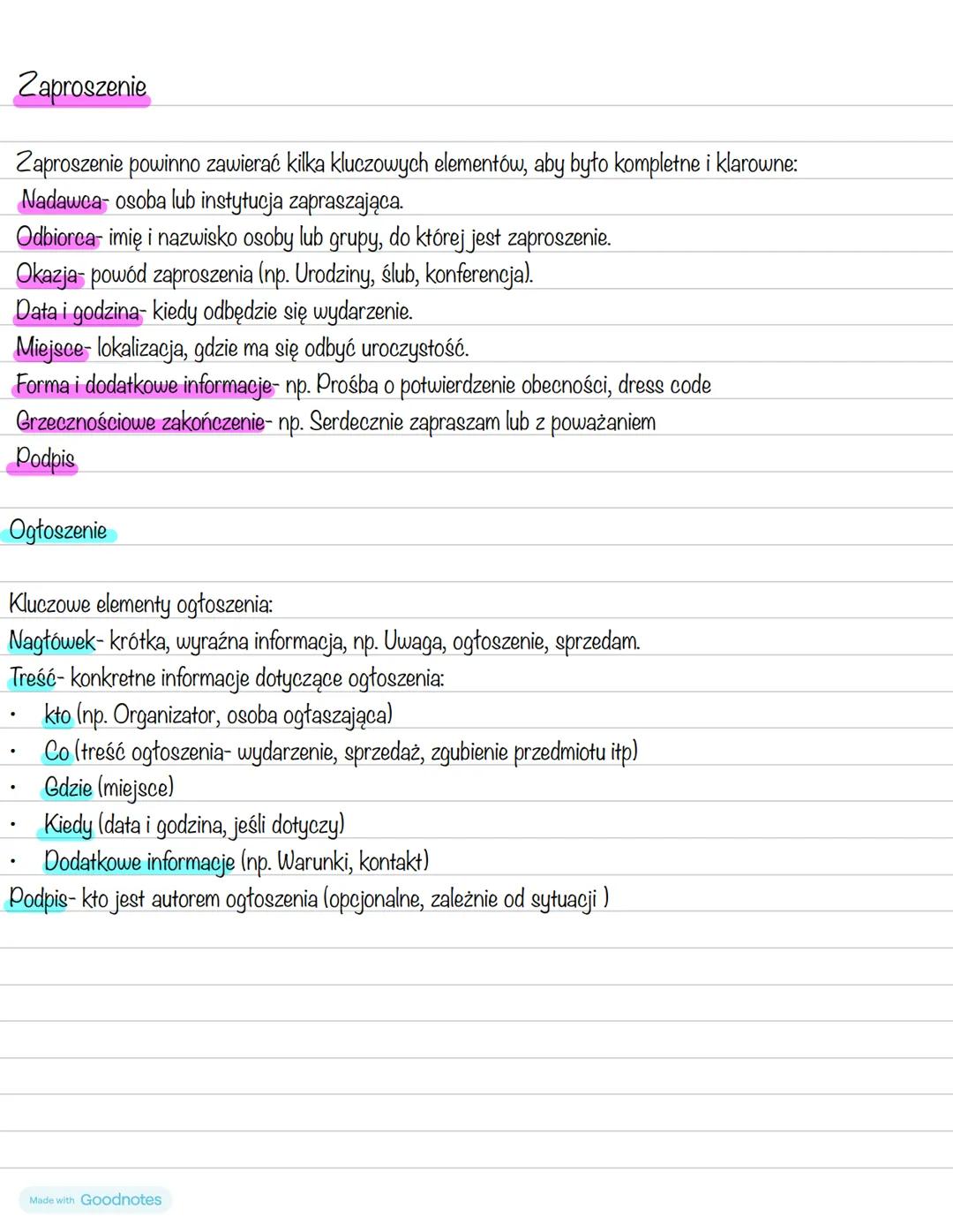Zaproszenie i ogłoszenie