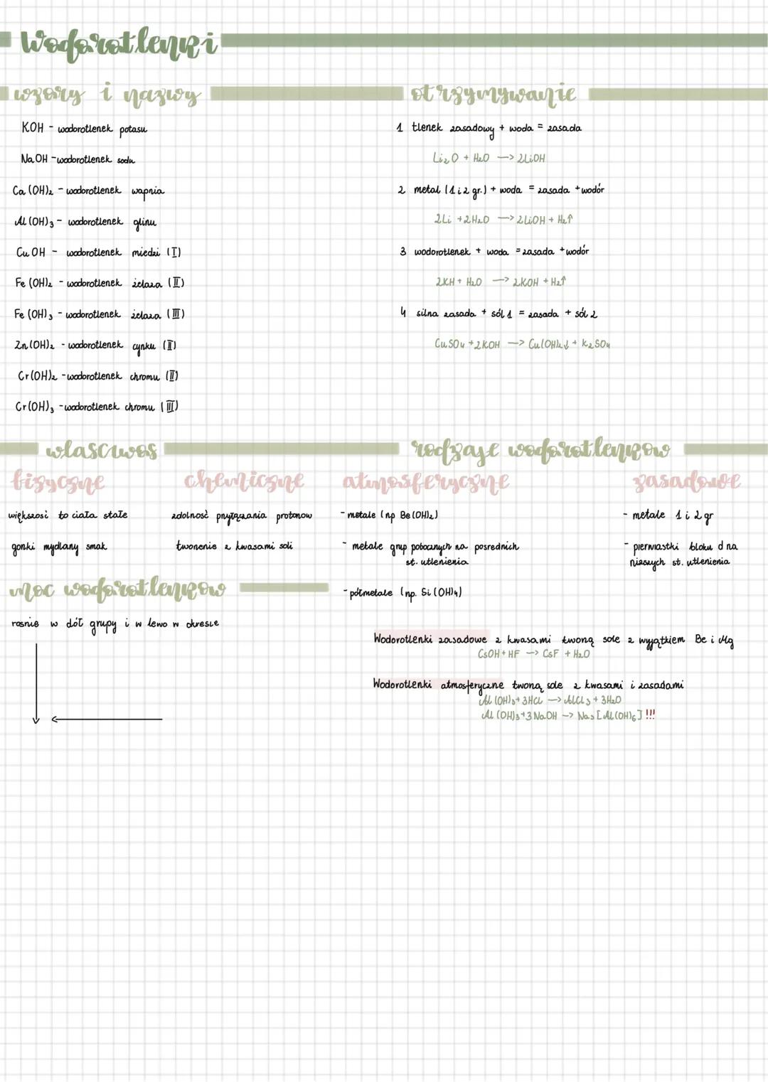 chemia systmatyczna - wodorotlenki,tlenki,kwasy,sole