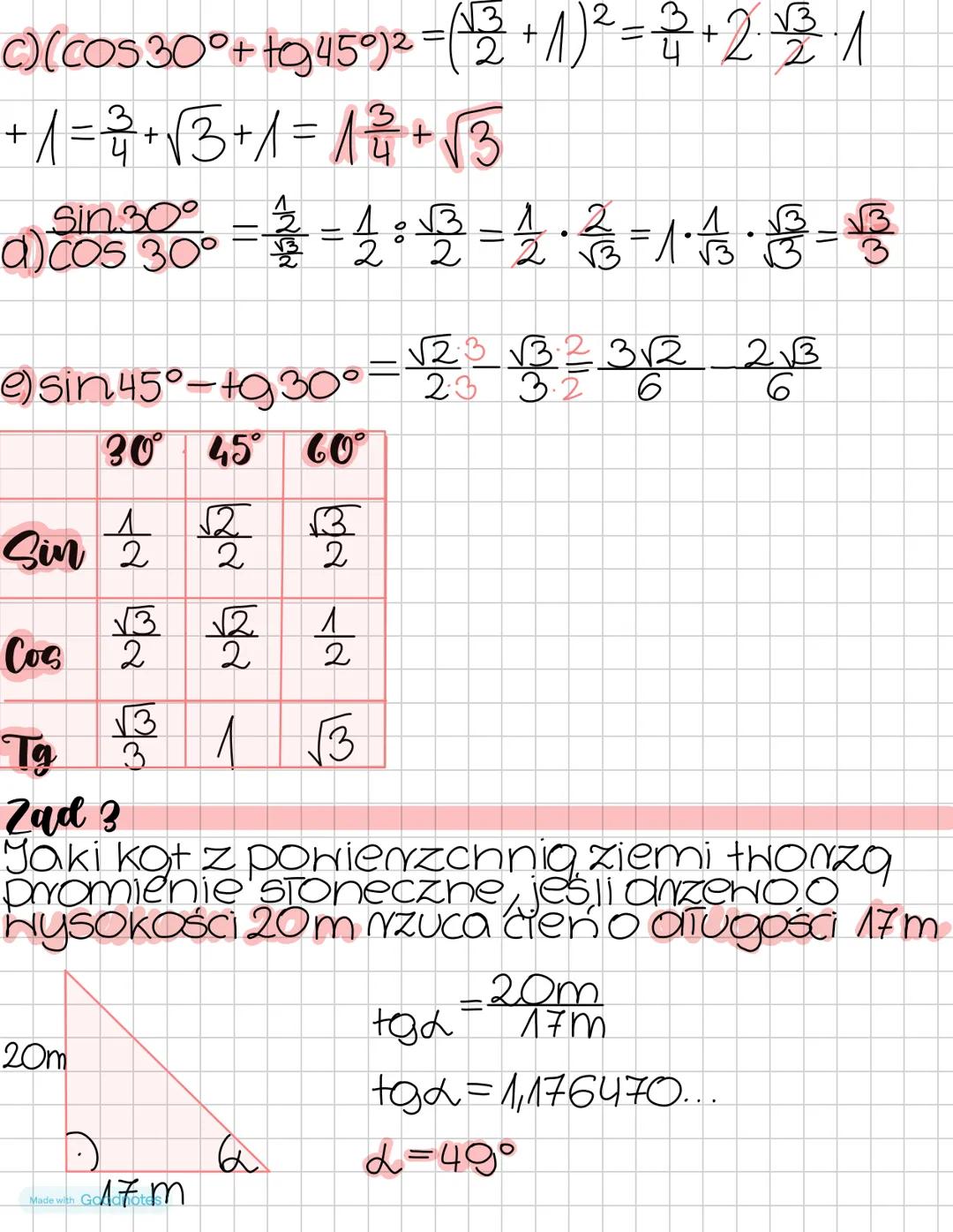 # Trygonometria
Sinus = $\frac{a}{c}$
Przyprostokątna
naprzeciwko kąta α
przeciwprostokątna
Cosinus = $\frac{b}{c}$
Przyprostokątna
przy k