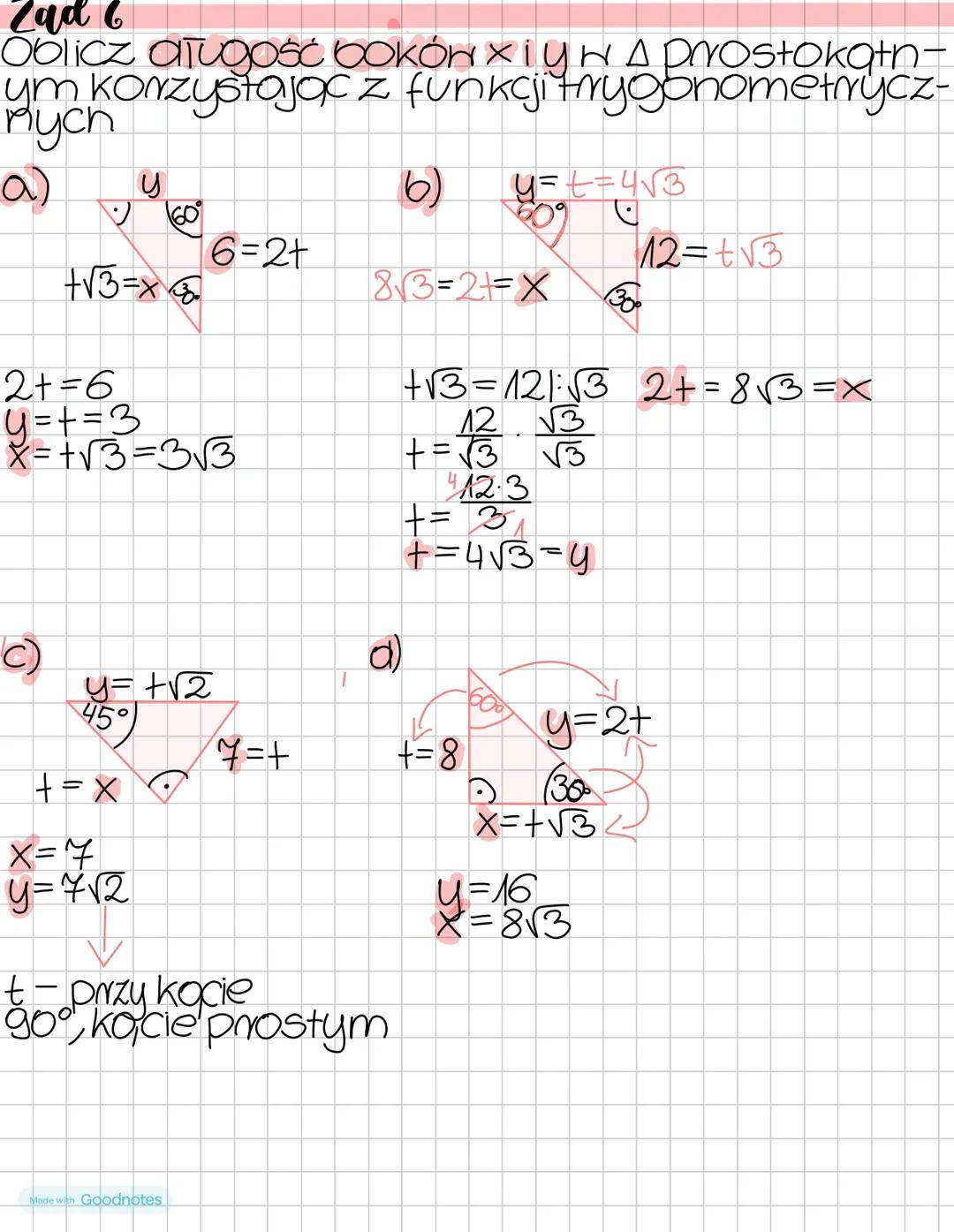 # Trygonometria
Sinus = $\frac{a}{c}$
Przyprostokątna
naprzeciwko kąta α
przeciwprostokątna
Cosinus = $\frac{b}{c}$
Przyprostokątna
przy k