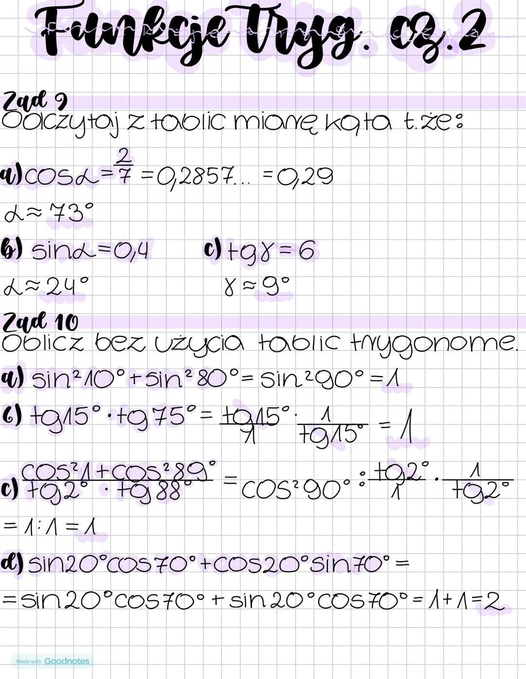 # Trygonometria
Sinus = $\frac{a}{c}$
Przyprostokątna
naprzeciwko kąta α
przeciwprostokątna
Cosinus = $\frac{b}{c}$
Przyprostokątna
przy k