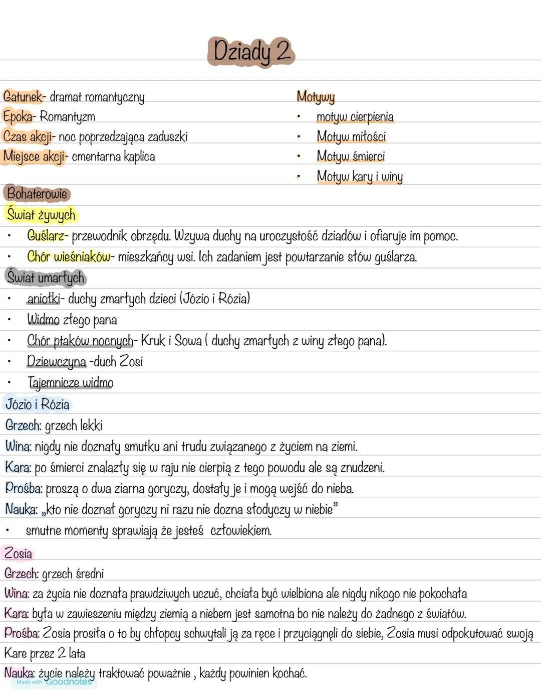 Dziady 2
Gatunek- dramat romantyczny
Epoka- Romantyzm
Czas akcji- noc poprzedzająca zaduszki
Miejsce akcji- cmentarna kaplica
Bohaterowie