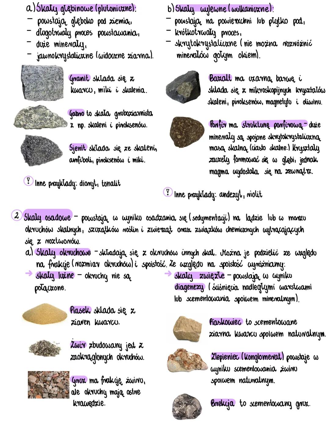 --- OCR Start ---
Minevaly:
Mineraly i skaly
Minerały to podstawowe i najmniejsze z geologicznego punktu widzenia skladniki skorupy
ziemskie