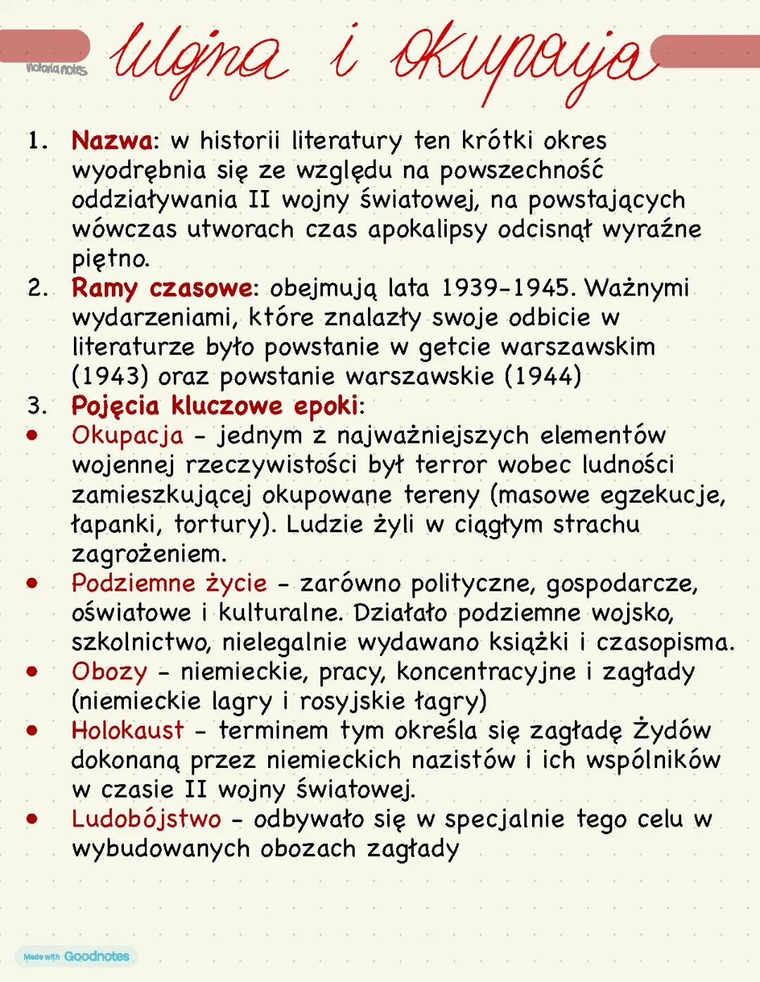 Wojna i okupacja - epoka