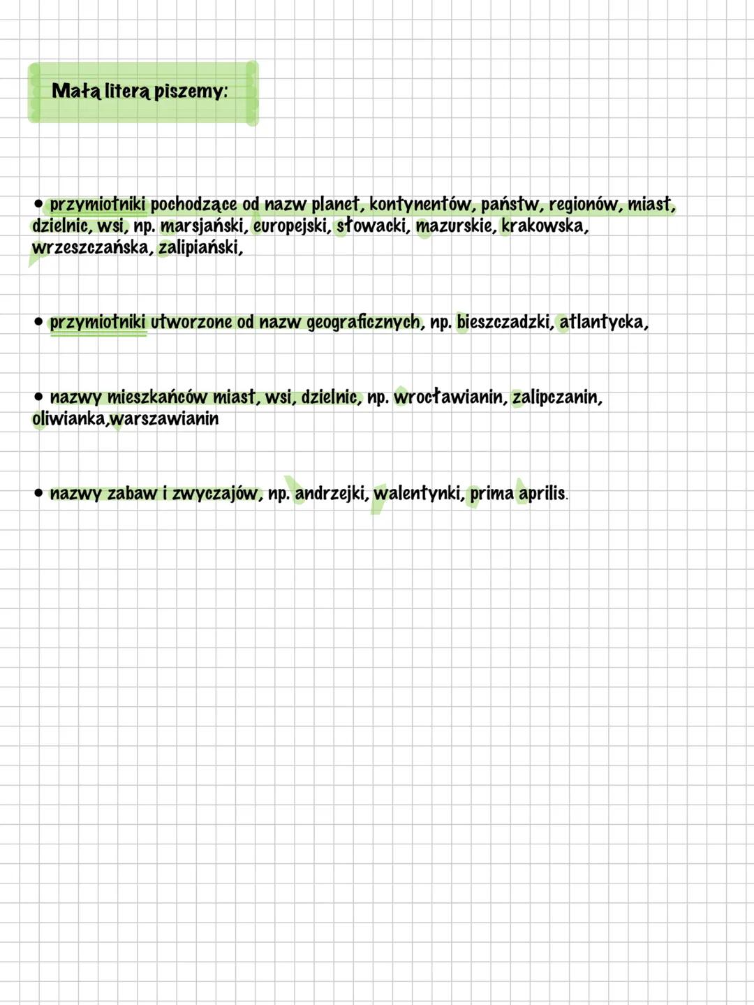 # Pisownia Wielka i mala litera
## Wielką litera piszemy:
- imiona, nazwiska, przydomki, pseudonimy i przezwiska ludzi, np. Julian
Tuwim,