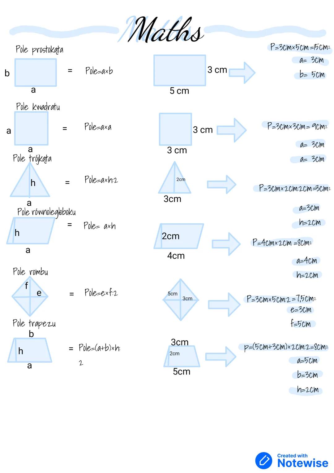 Pole prostokąta
b
= Pole=axb
Maths
P=3cmx5cm=15CM²
3 cm
a= 3cm
a
b= 5cm
5 cm
Pole kwadratu
=
Pole-axa
3 cm
P=3cm×3cm=9cm²
a
3 cm
a= 3cm
a= 3