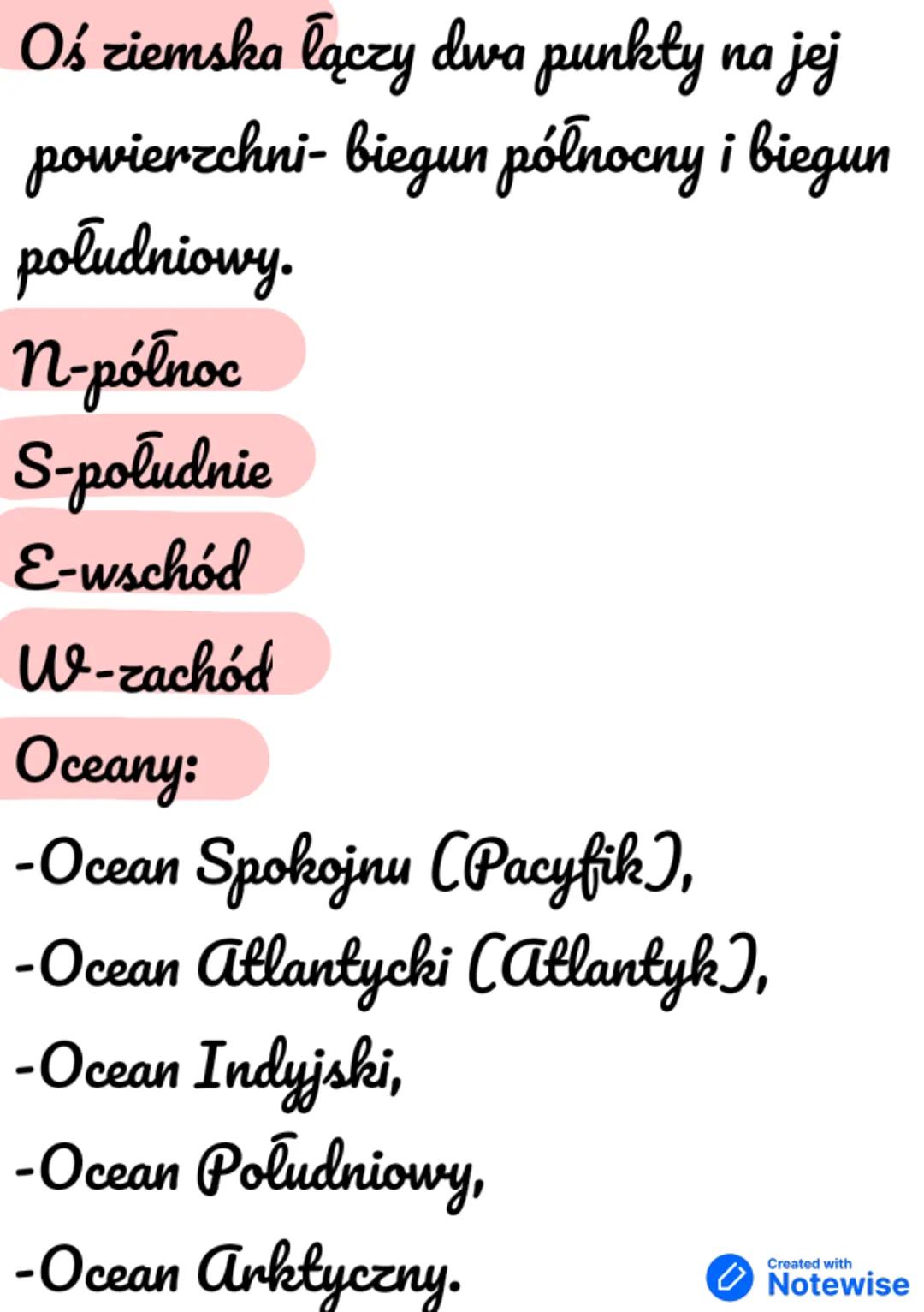 # Geografia Lądy i oceany
Południki to linie biegnące z północy na
poludnie łączące bieguny kuli ziemskiej;
wszystkie mają taką samą długoś