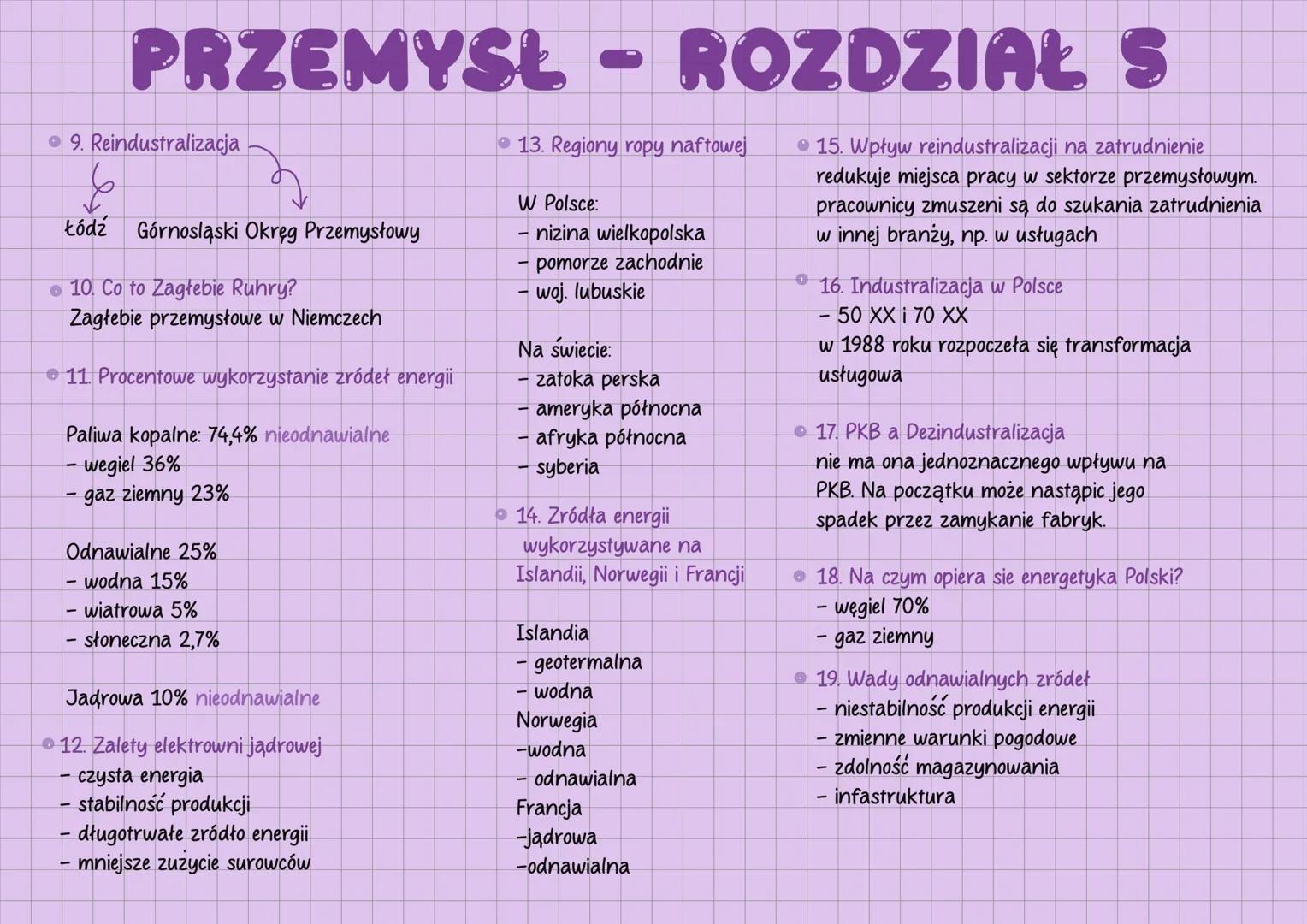 # GEOGRAFIA - PRZEMYSŁ
* 1. Na czym polega swobodna i związana lokalizacja przemysłu?
swobodna – zakłady przemysłowe mogą być w dowolnym