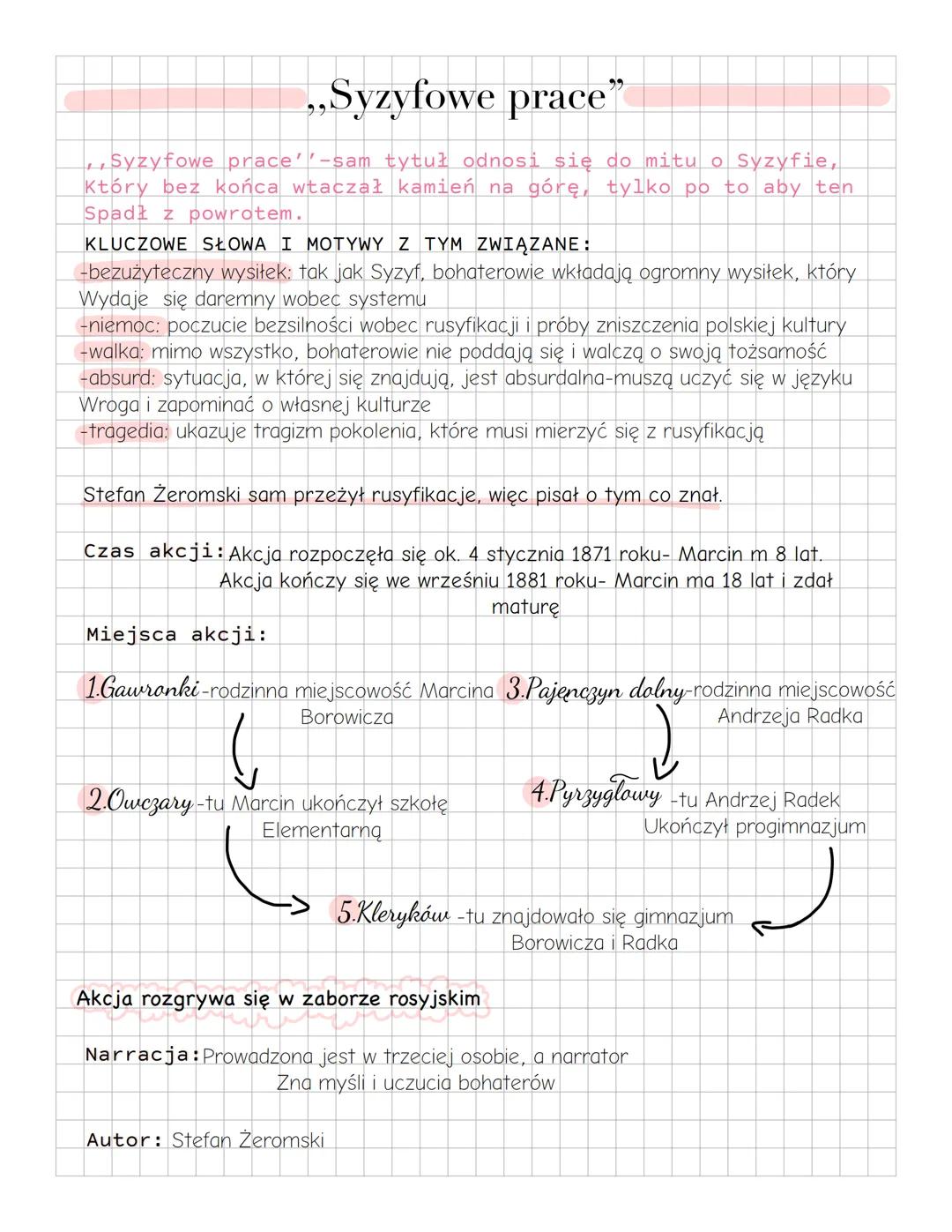 --- OCR Start ---
„Syzyfowe prace”
Syzyfowe prace''-sam tytuł odnosi się do mitu o Syzyfie,
Który bez końca wtaczał kamień na górę, tylko po