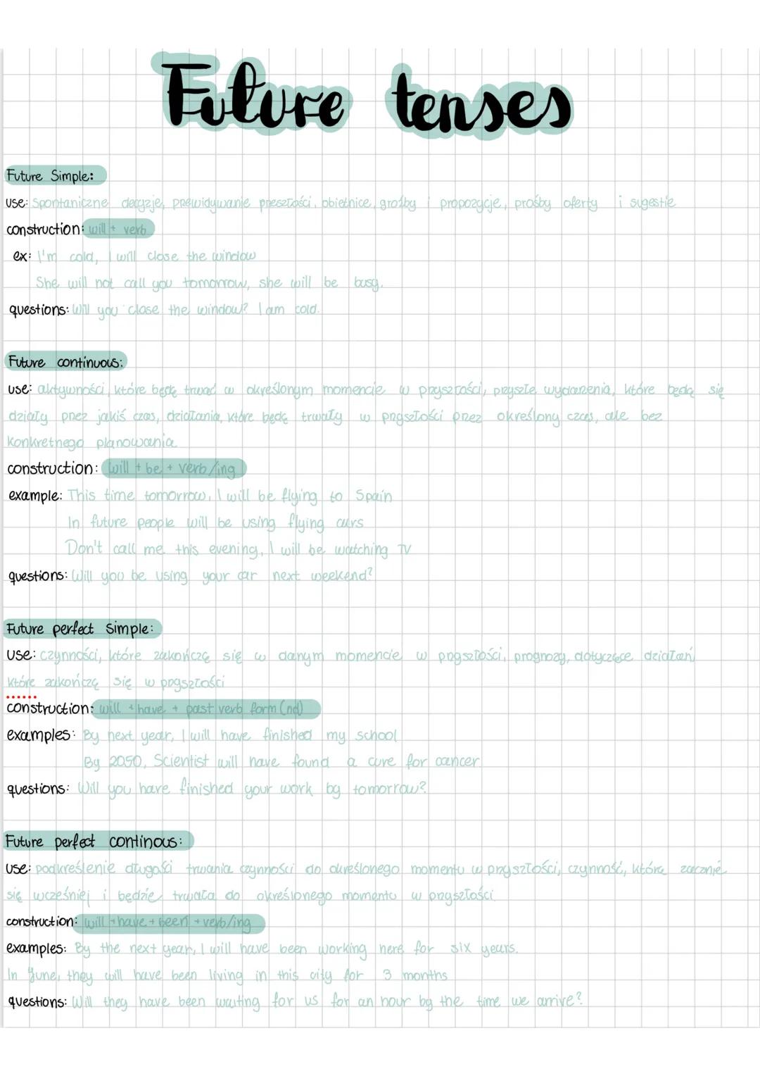 # Future tenses
Future Simple:
use: Spontaniczne decyzje, prewidywanie presztości, obietnice, grosby propozycje, prośby oferty i sugestie
c