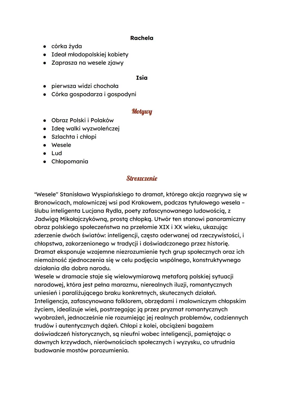 # Wesele
Geneza: autentyczny ślub Lucjana Rydla z chłopcom Jadwigą
mikołajewiczówną w Krakowie i weselem w Bronowickiej chacie Włodzimierza