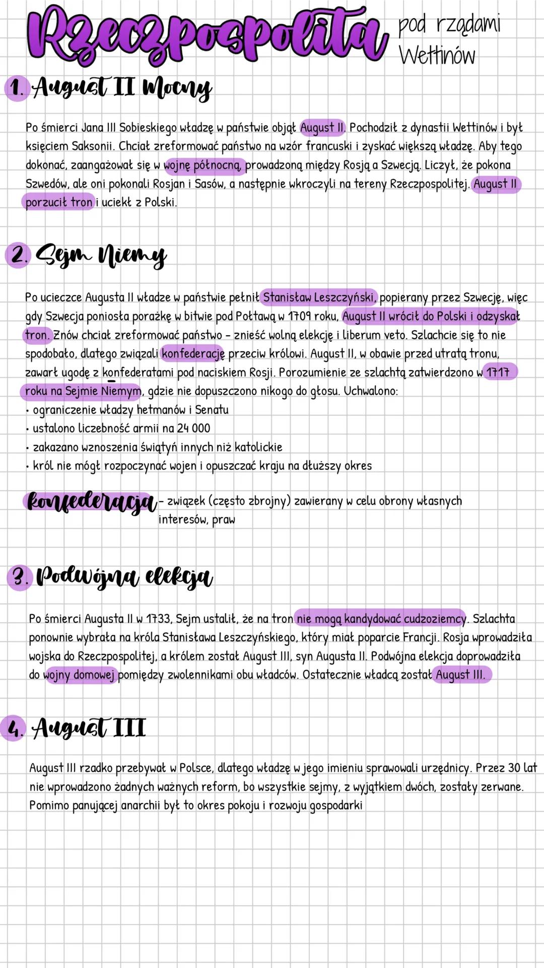 --- OCR Start ---
Rzeczpospolita pod rządami
Wettinów
1. August II Mocny
Po śmierci Jana III Sobieskiego władzę w państwie objął August II.