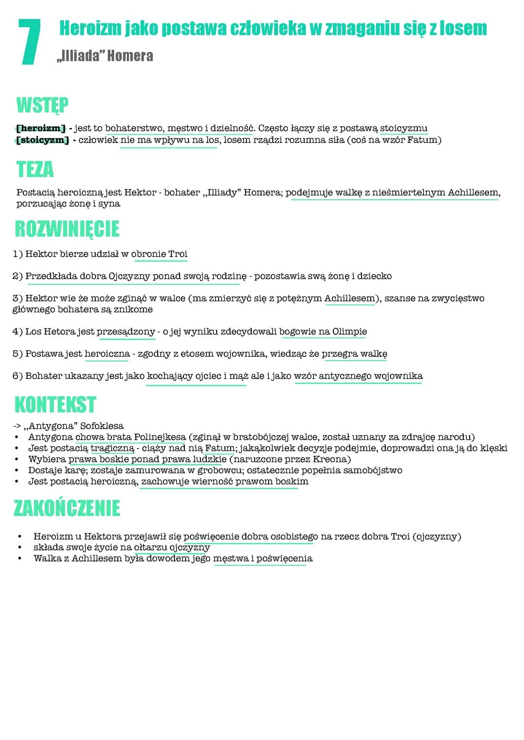 Herozim jako postawa człowieka w zmaganiu się z losem. ,,Illiada” Homera