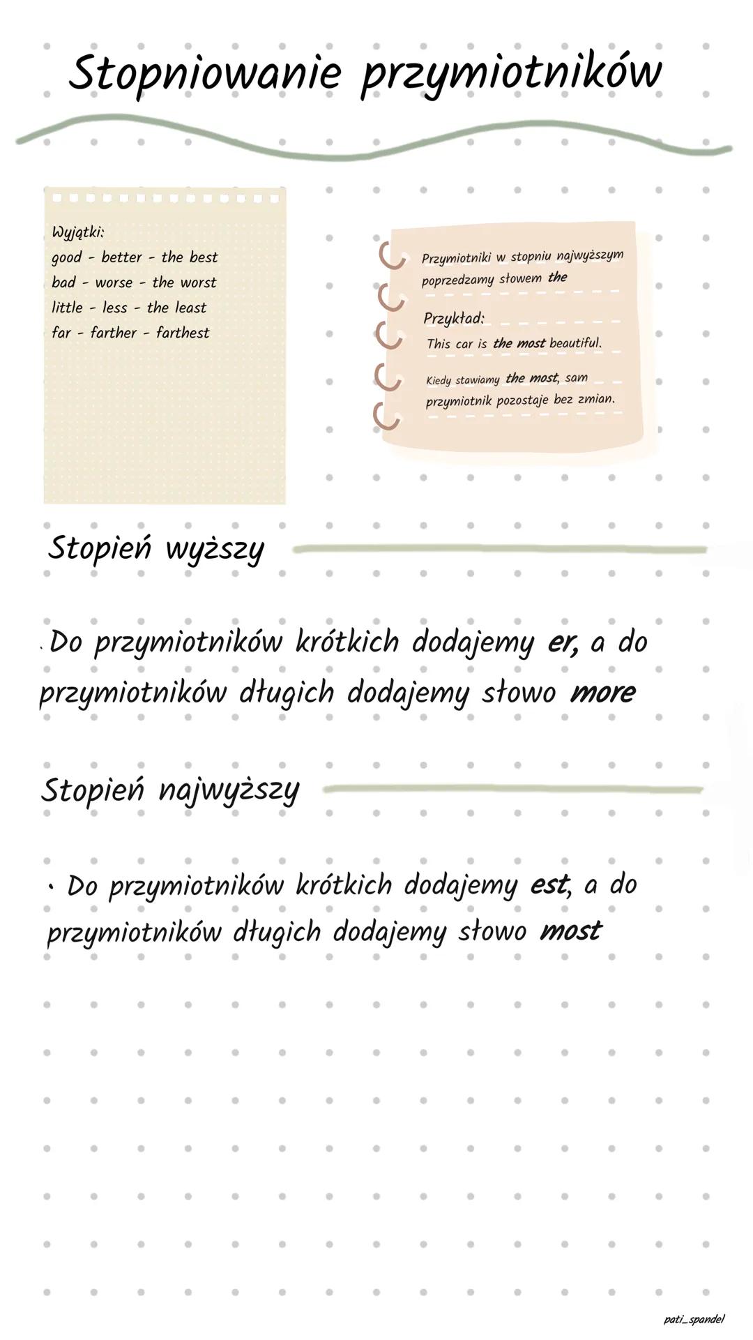 --- OCR Start ---
Stopniowanie przymiotników
Wyjątki:
good - better - the best
bad - worse - the worst
little - less - the least
far - farth