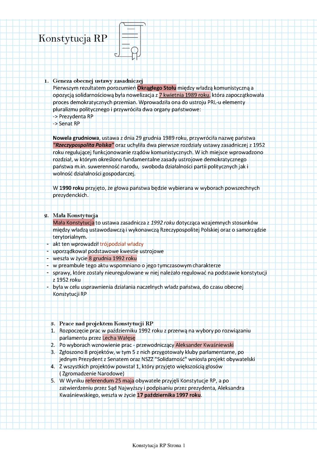 Konstytucja RP Ustrój Rzeczypospolitej Polskiej