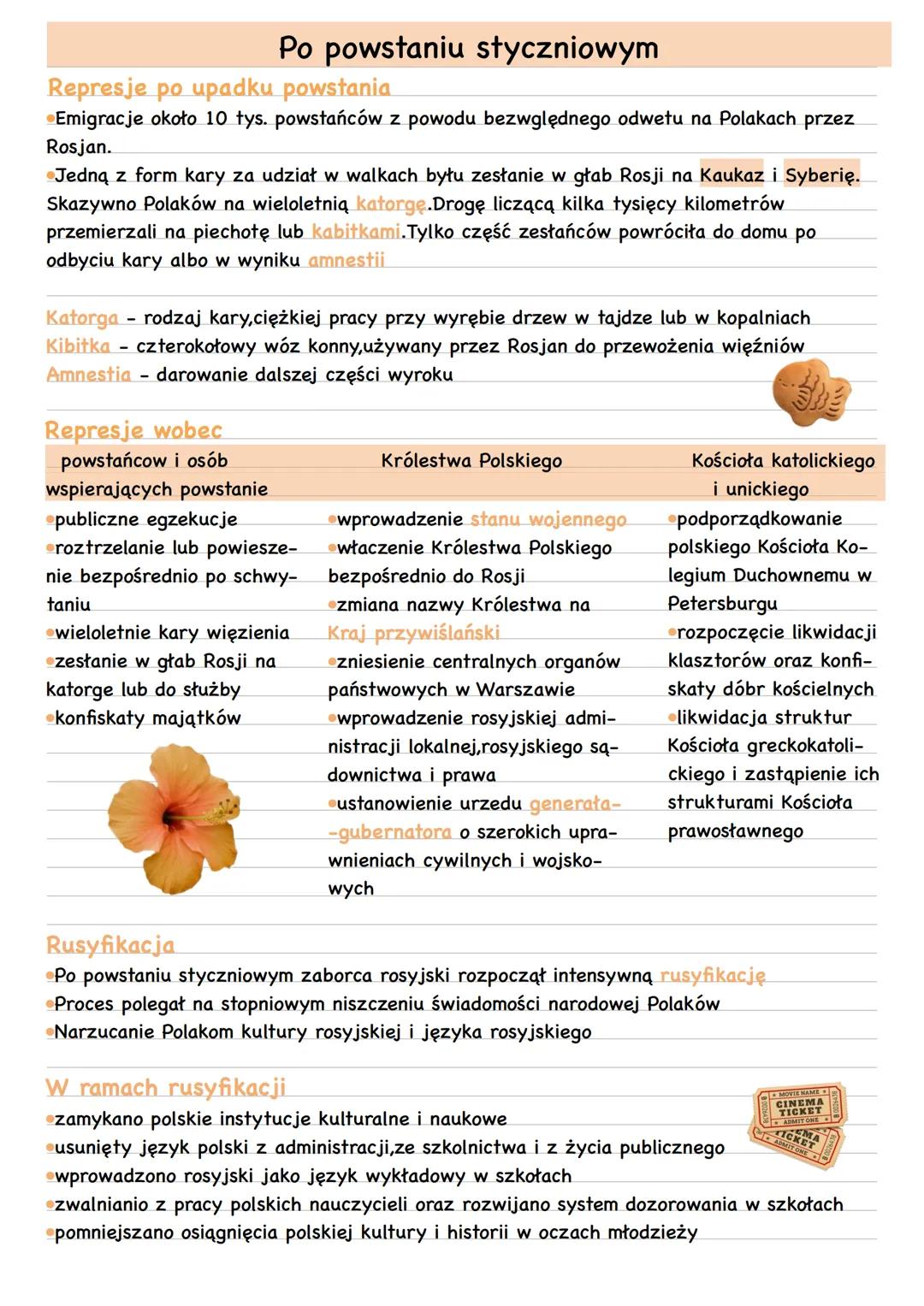 # Po powstaniu styczniowym
Represje po upadku powstania
* Emigracje około 10 tys. powstańców z powodu bezwględnego odwetu na Polakach przez