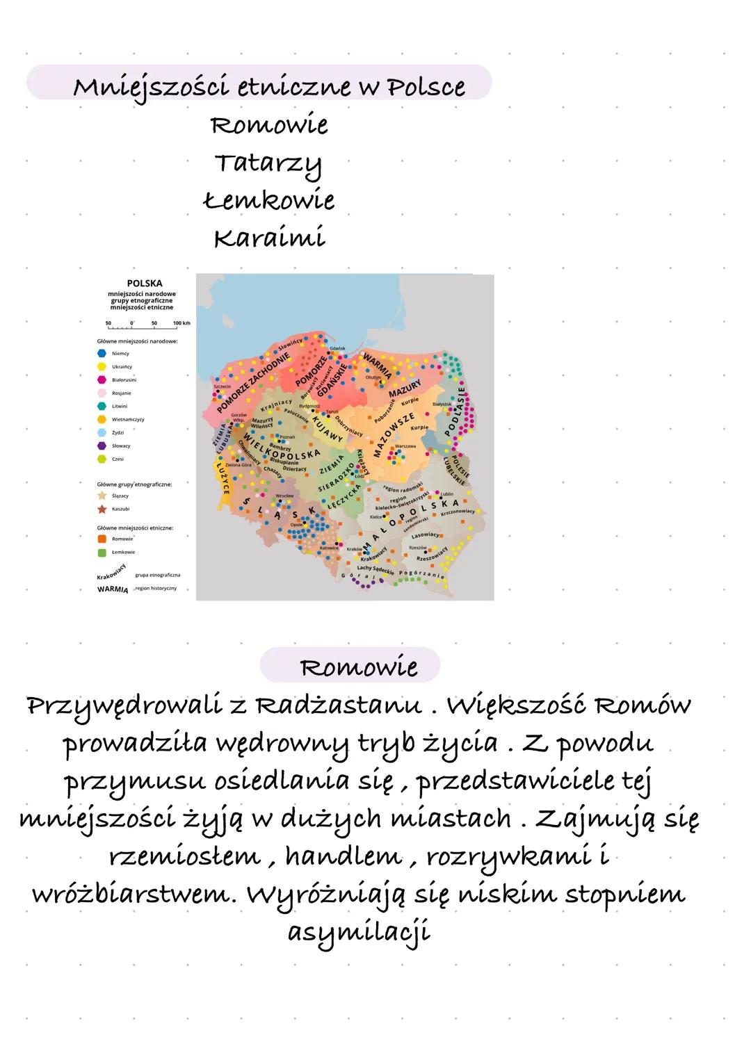 # Zróżnicowanie etniczne i
etnograficzne
Mniejszość narodowa-obywatele danego kraju,
którzy mają inną kulturę i utożsamiają sie z
innym nar