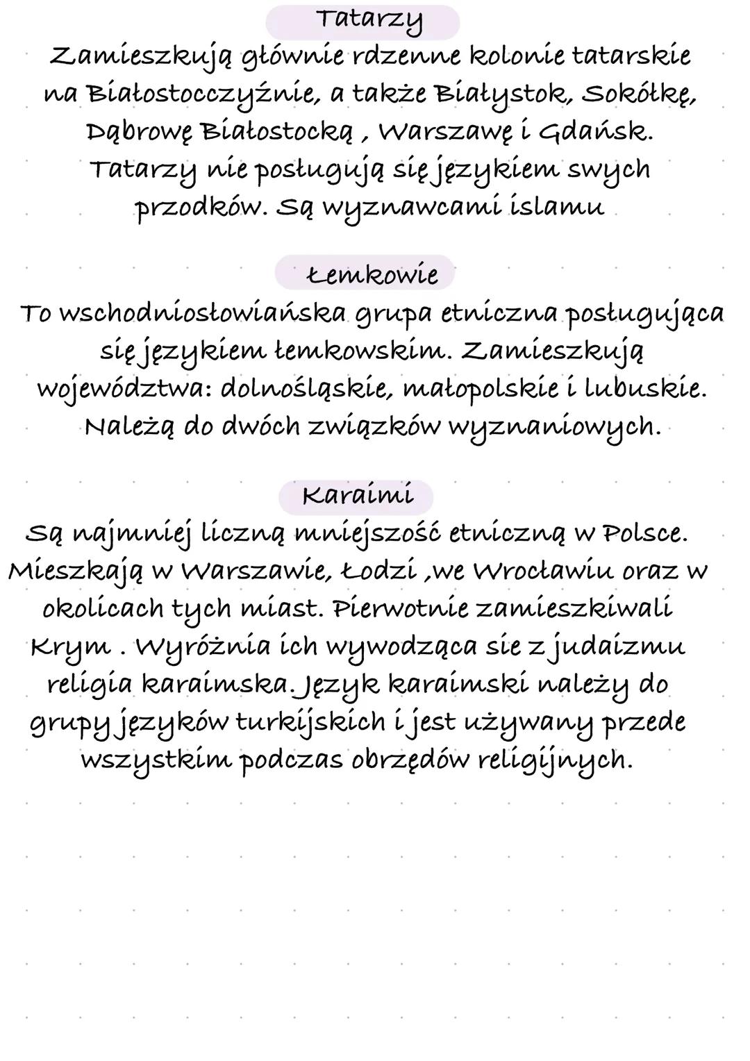 # Zróżnicowanie etniczne i
etnograficzne
Mniejszość narodowa-obywatele danego kraju,
którzy mają inną kulturę i utożsamiają sie z
innym nar