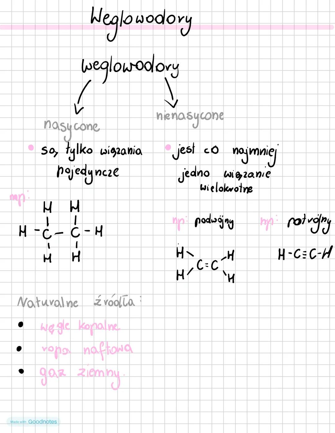 CHEMIA ♡
Made with Goodnotes # Weglowodory
weglowodory
nasycone
nienasycone
- so, tylko wiązania
- Pojedyncze
- jest co najmniej
- jedno