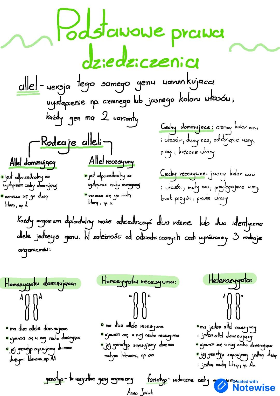 Podstawowe prawa dziedziczenia i krzyżówki genetyczne