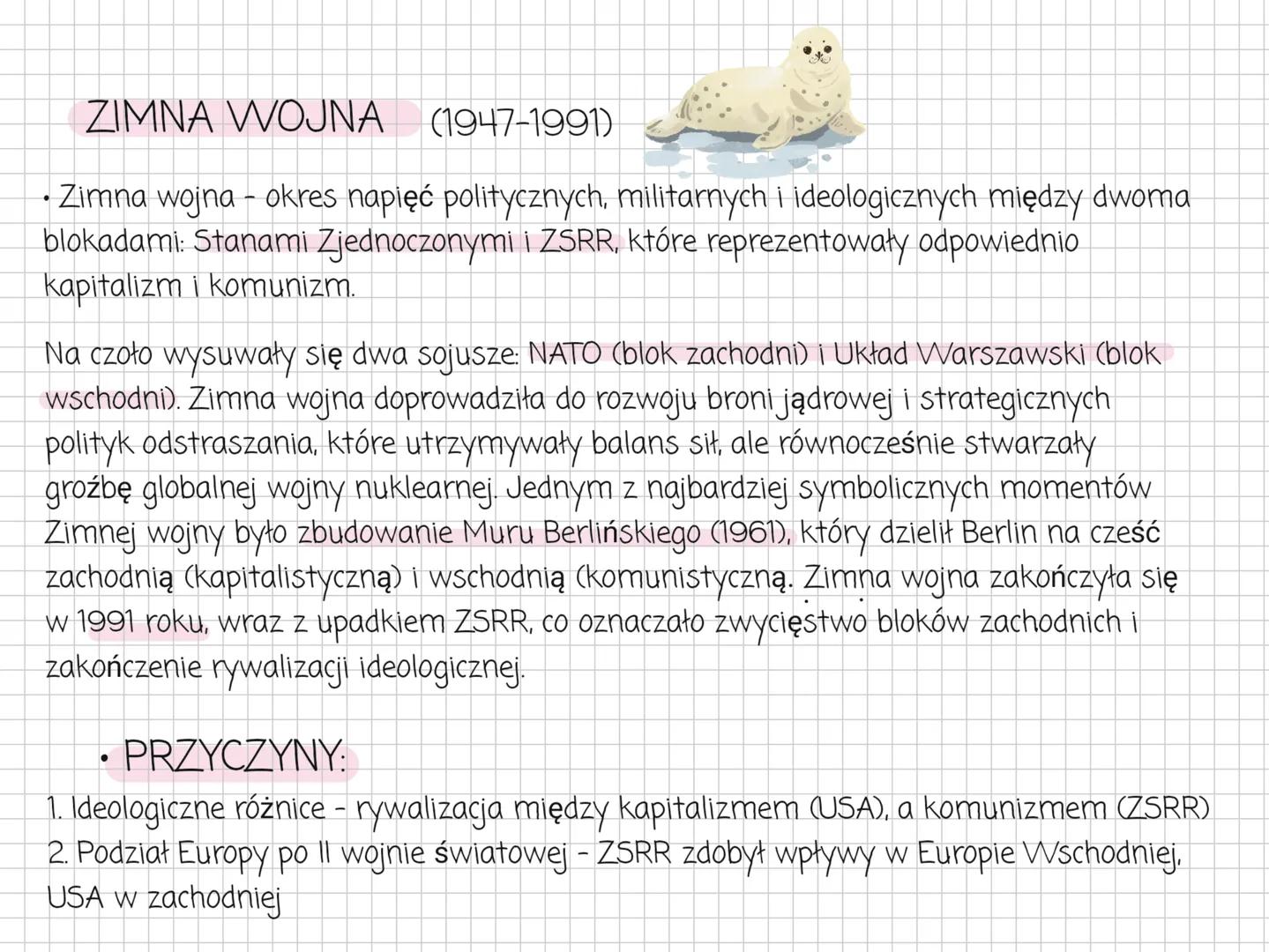 * ねこちゃん
* にゃー
* 笔记本
* 合格 # ZIMNA WOJNA (1947-1991)
• Zimna wojna - okres napięć politycznych, militarnych i ideologicznych między d