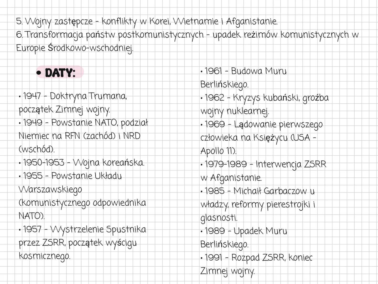 * ねこちゃん
* にゃー
* 笔记本
* 合格 # ZIMNA WOJNA (1947-1991)
• Zimna wojna - okres napięć politycznych, militarnych i ideologicznych między d