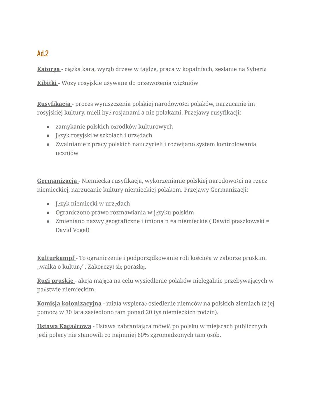 # Historia dział IV
Ziemie Polskie po wiośnie ludów
1. POWSTANIE STYCZNIOWE
1. pojęcia: praca organiczna, czerwoni i biali, branka, wojna