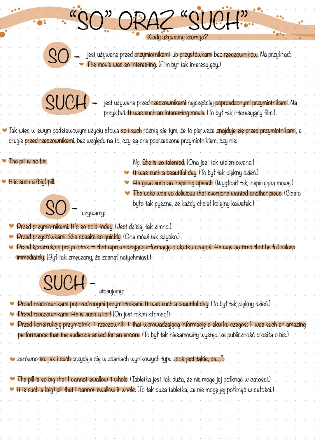 # "SO" ORAZ "SUCH"
Kiedy używamy którego?
SO - jest używane przed przymiotnikami lub przysłówkami bez rzeczowników. Na przykład:
* The mo
