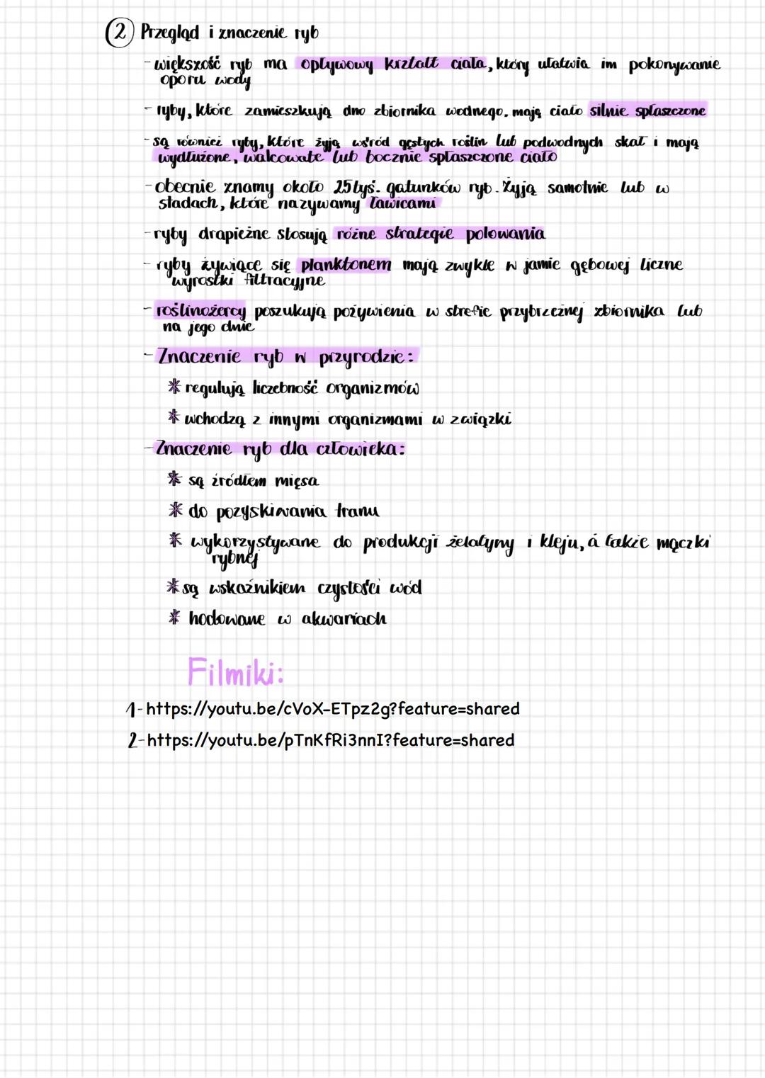 # Biologia
① Ryby-kręgowce środowisk wodnych
- Ryby żyją we wszystkich typach środowisk wodnych - zariono w wodach
słodkich jak i słonych.