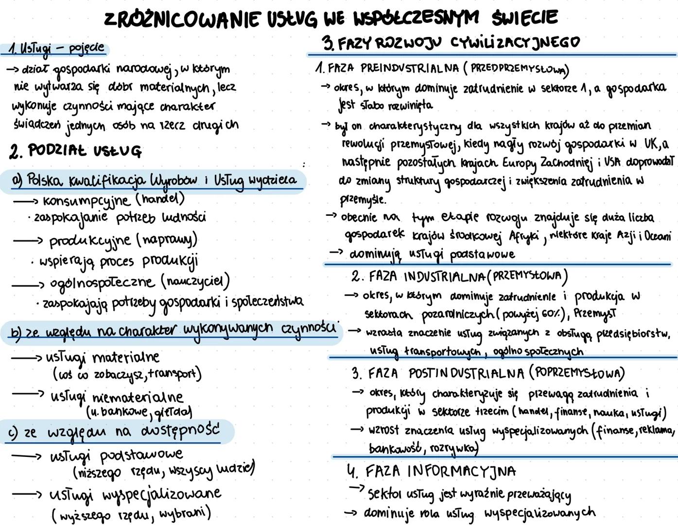 VI USŁUGI # ZRÓŻNICOWANIE USŁUG WE WSPÓŁCZESNYM ŚWIECIE
1. Usługi - pojęcie
→dział gospodarki narodowej, w którym
nie wytwarza się dobr ma