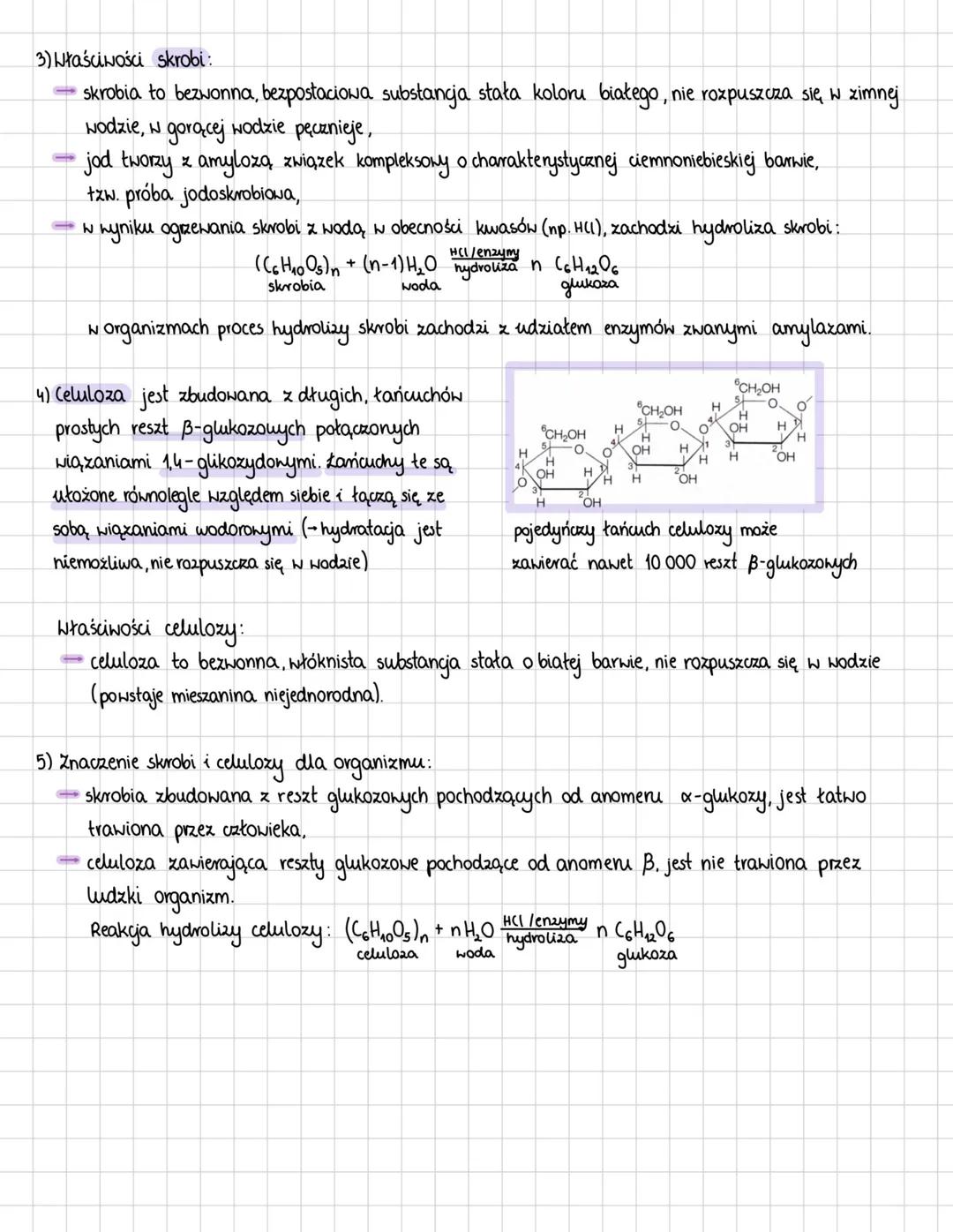 # Polisacharydy
1) Polisacharydy - sacharydy o cząsteczkach zbudowanych z więcej niż 10 reszt monosacharydowych
połączonych ze sobą wiązani