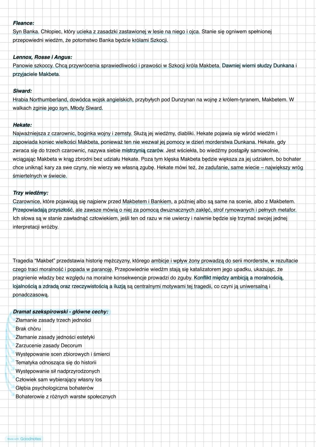 PLAN WYDARZEŃ:
1. Spotkanie czarownic.
2. Zwycięstwo Makbeta w wojnie z Norwegią.
3. Przepowiednia czarownic związana z przyszłością Makbeta