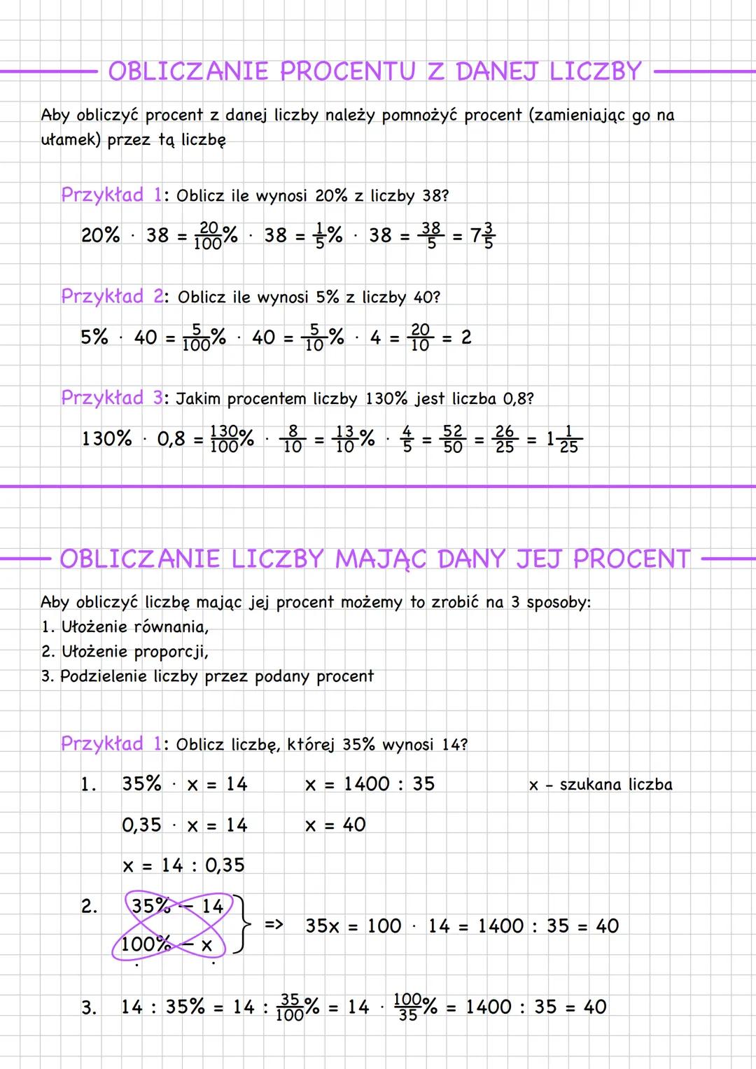 # procenty
-> procent - część całości o mianowniku 100. Zapisujemy go symbolem %
p% = 100
Np. 1% to 1 setna całości:
1% = 1 = 0,01
100