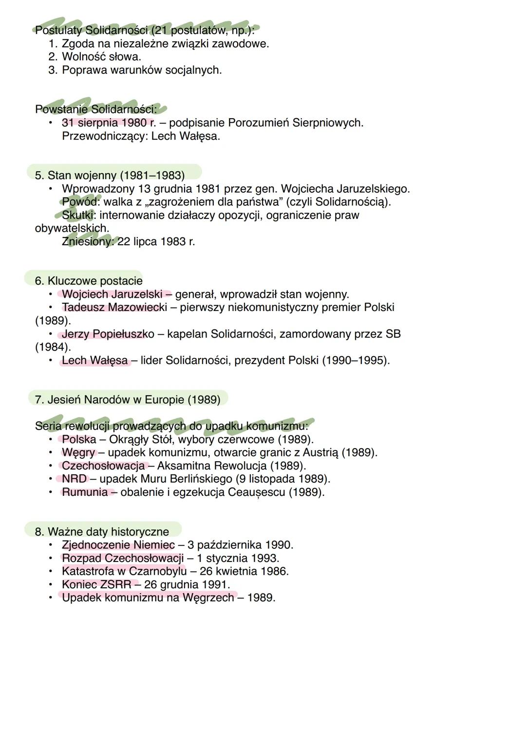 # Notatka z historii Polski i Europy (1946-1991)
1. Pierwsze wolne wybory i Okrągły Stół (1989-1991)
- Okrągły Stół (6 lutego - 5 kwietnia