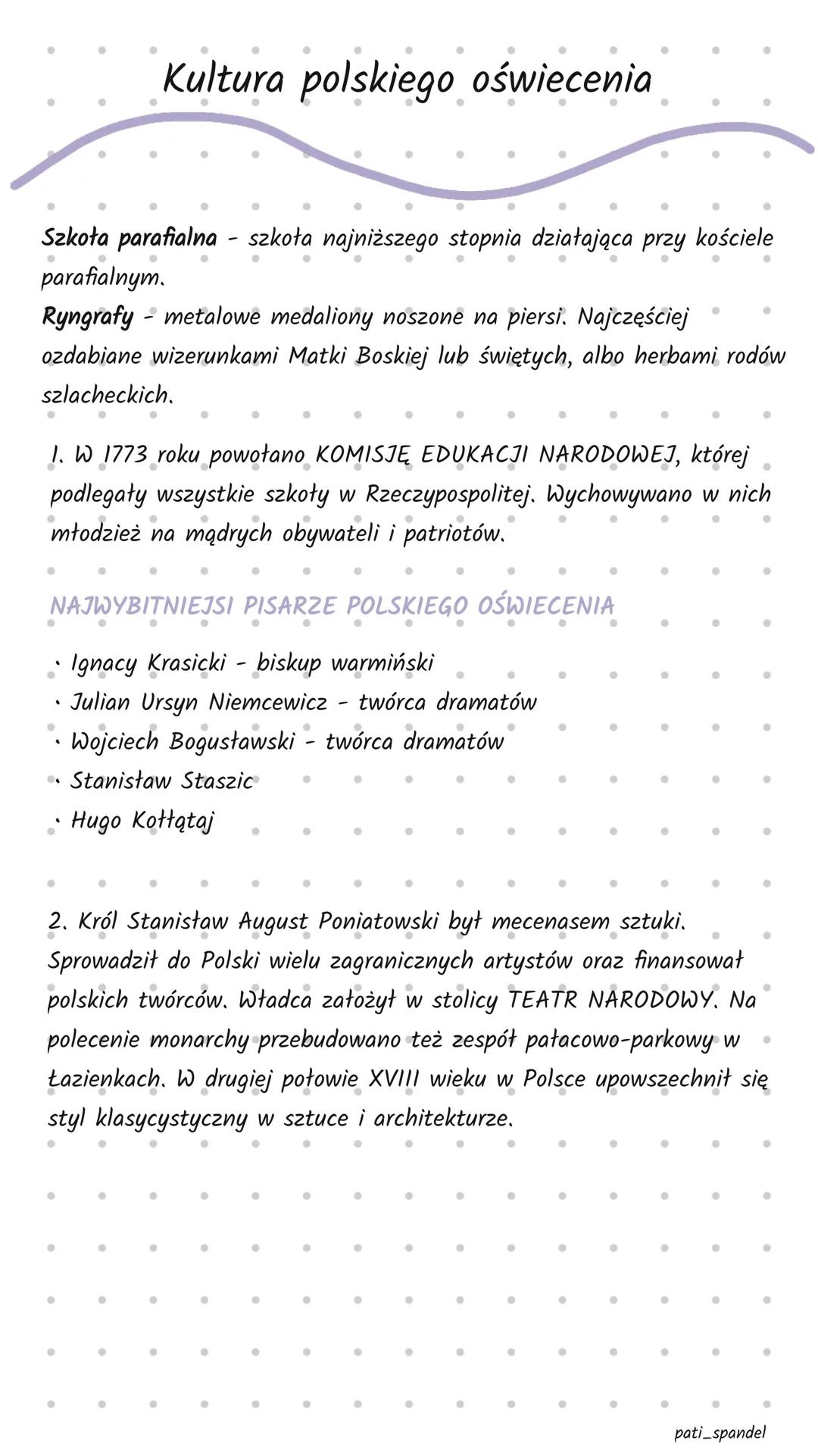 --- OCR Start ---
Kultura polskiego oświecenia
Szkoła parafialna - szkoła najniższego stopnia działająca przy kościele
parafialnym.
Ryngrafy