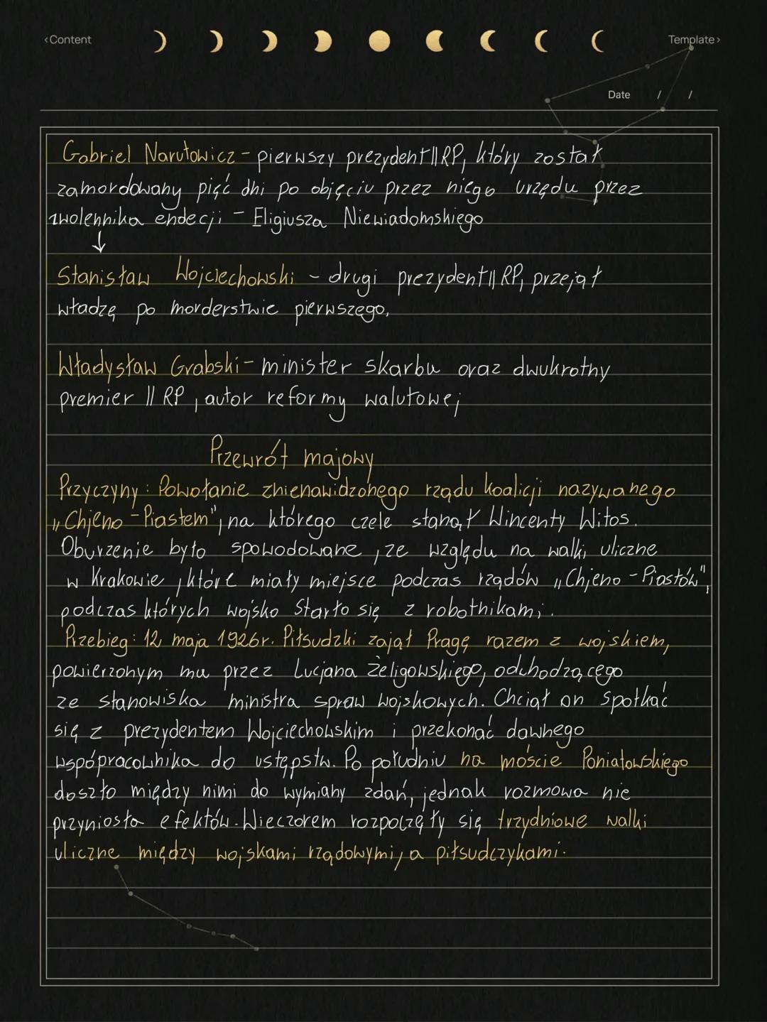 <Content )))...(☐(
I
Date
•Niemcy zwolnili Józefa Piłsudzkiego 10 listopada 1918,
tego samego dnia przybył on do Warszawy i 11
listopada prz