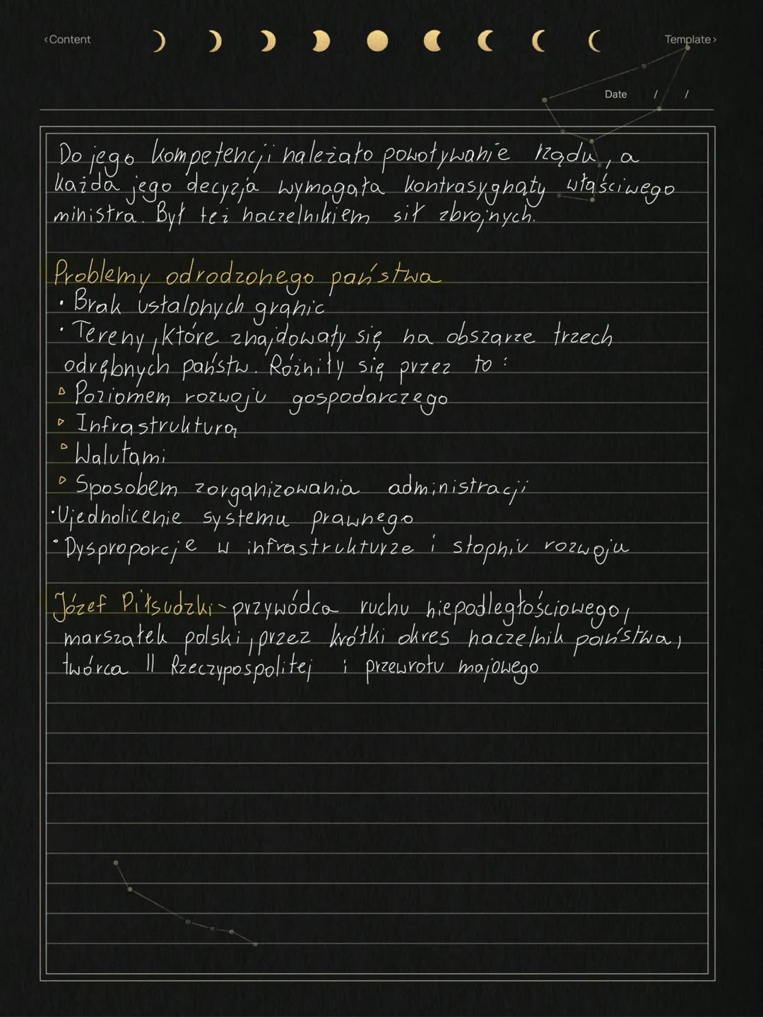 <Content )))...(☐(
I
Date
•Niemcy zwolnili Józefa Piłsudzkiego 10 listopada 1918,
tego samego dnia przybył on do Warszawy i 11
listopada prz