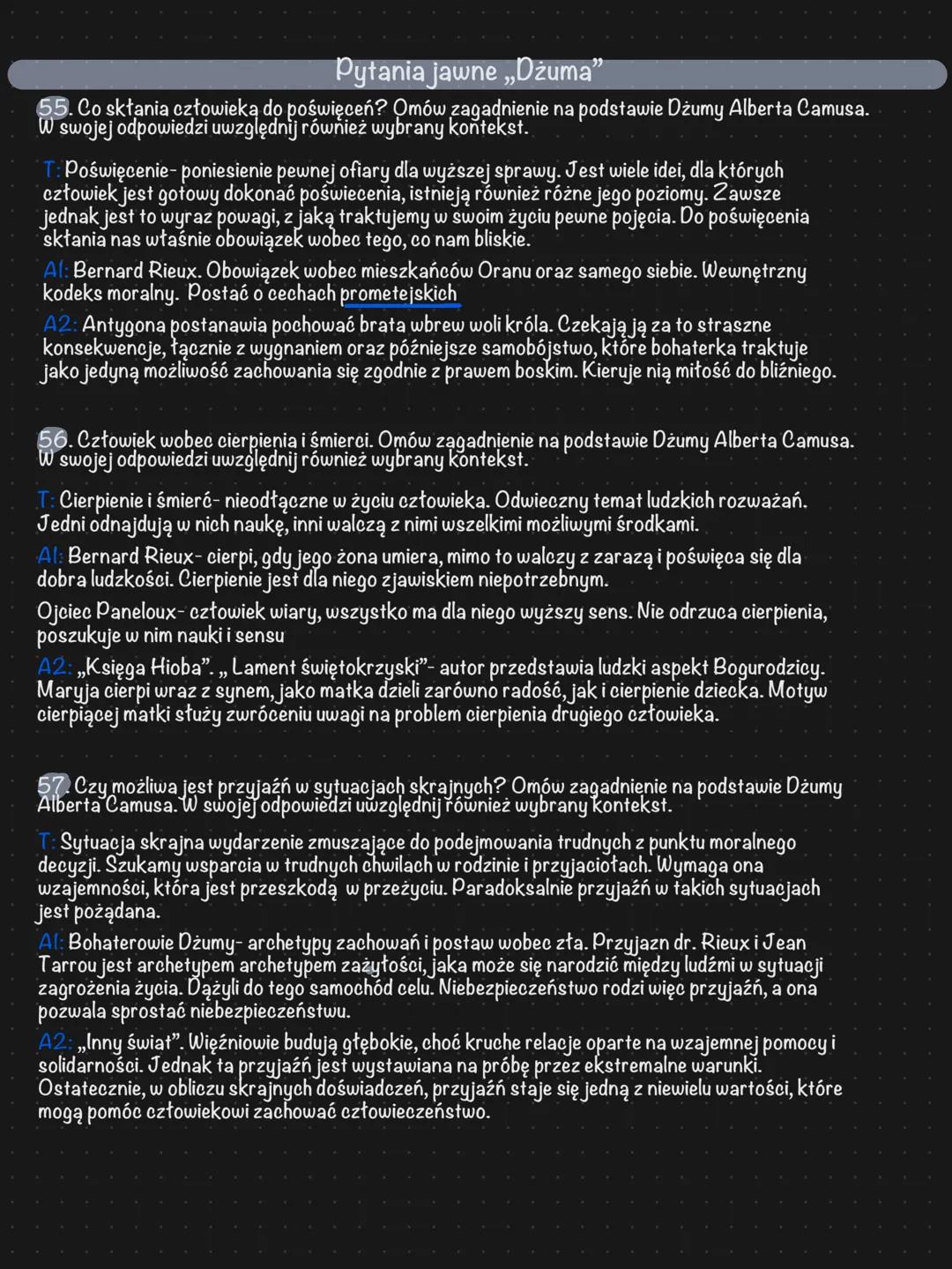 --- OCR Start ---
DŽUMA
Geneza
Albert Camus
Dżuma to jedna z najważniejszych powieści XX wieku, ukazała się w 1947r. (Dwa lata to
zakończeni