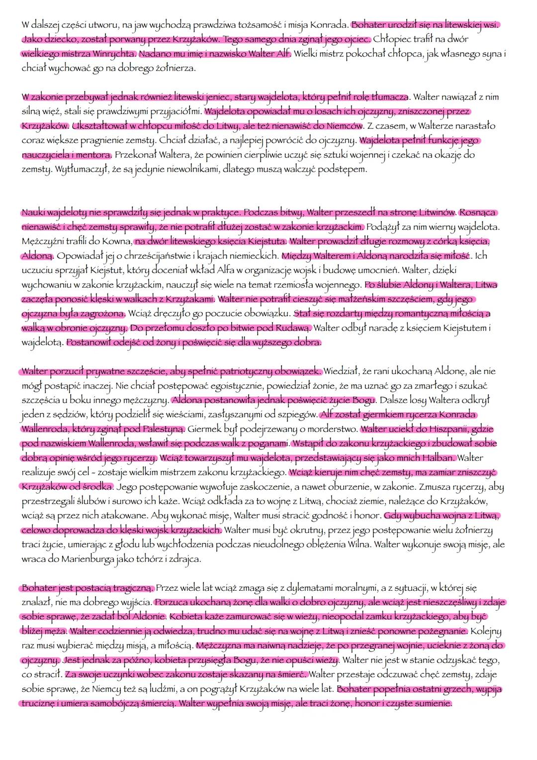 --- OCR Start ---
W dalszej części utworu, na jaw wychodzą prawdziwa tożsamość i misja Konrada. Bohater urodził się na litewskiej wsi.
Jako