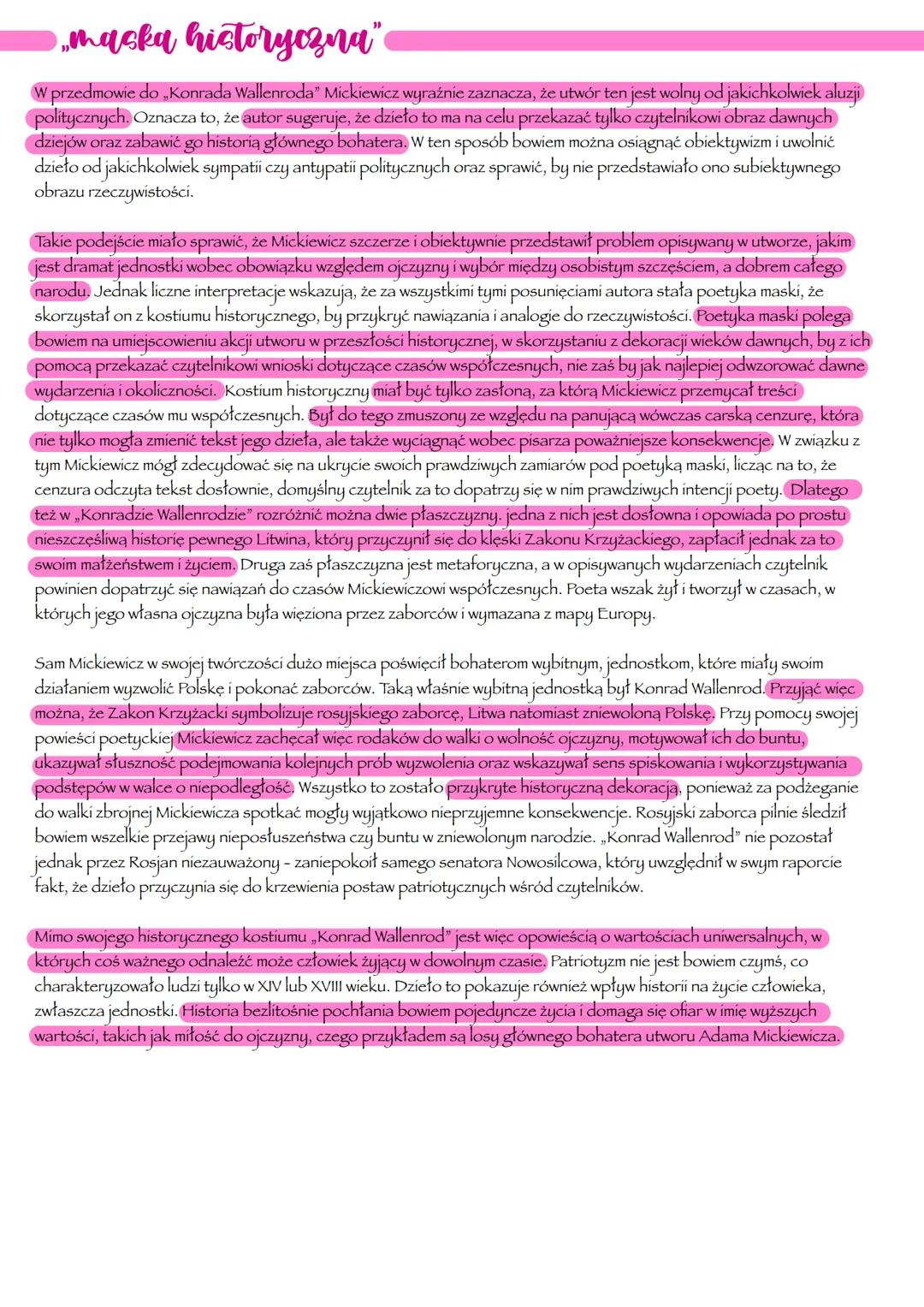 --- OCR Start ---
W dalszej części utworu, na jaw wychodzą prawdziwa tożsamość i misja Konrada. Bohater urodził się na litewskiej wsi.
Jako