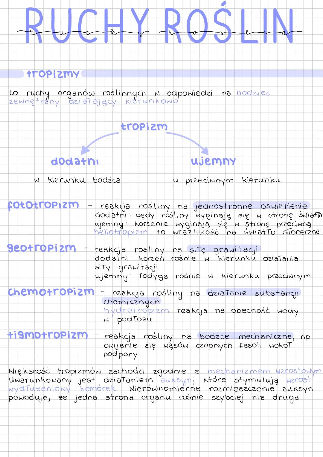 # RUCHY ROŚLIN
tropizmy
to ruchy organów roślinnych w odpowiedzi na bodziec
tropizm
dodatni
w kierunku bodźca
fototropizm
ujemny
W p