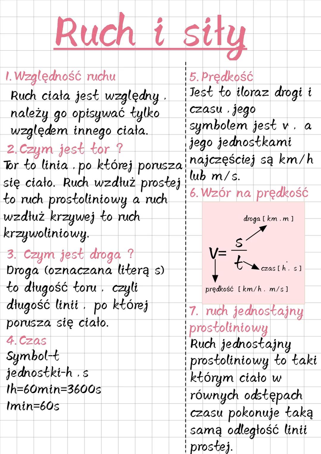 Ruch i siły fizyka klasa 7
