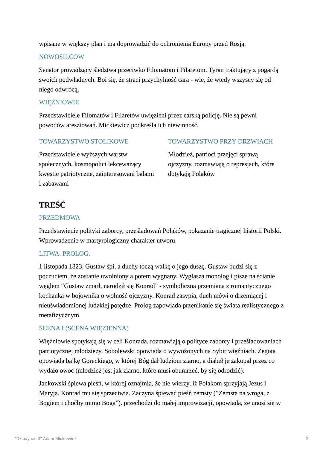 # “Dziady cz. 3” Adam Mickiewicz
Dramat ma związek z represjami, które spadły na Polaków po upadku powstania
listopadowego. Mickiewicz zwra