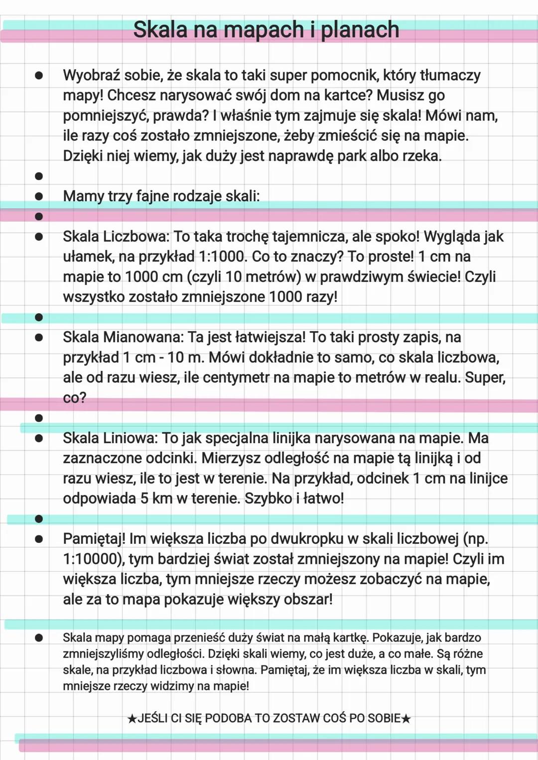 # Skala na mapach i planach
- Wyobraź sobie, że skala to taki super pomocnik, który tłumaczy
mapy! Chcesz narysować swój dom na kartce? Mus