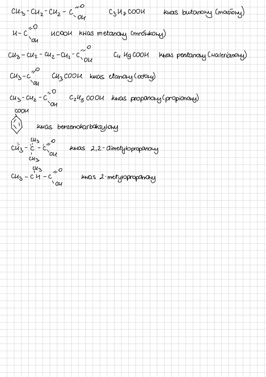 --- OCR Start ---
Kwasy karboksylowe
← to jednofunkcyjne pochodne węglowodorów, które zawierają, w cząsteczkach
gr. karboksylowa o wzorze -C