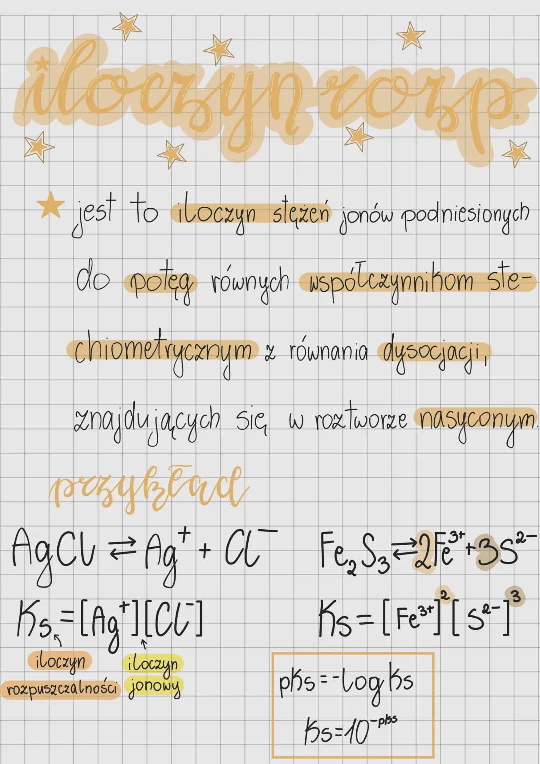 * jest to iloczyn stęzeń jonów podniesionych
do potęg równych współczynnikom ste-
chiometrycznym z równania dysocjacji,
znajdujących się w r