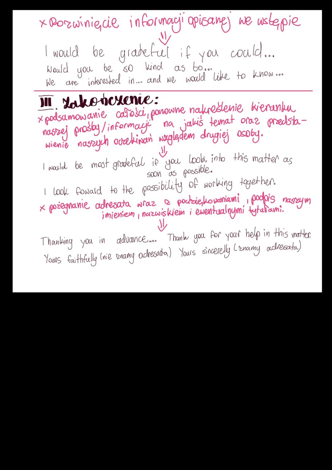 # Opinion essay
I. Wstęp:
* Predstawienie opinii: x Sprecyzowana
Teza:
↓
It is a popular belief that.... Most people agree that.... It is