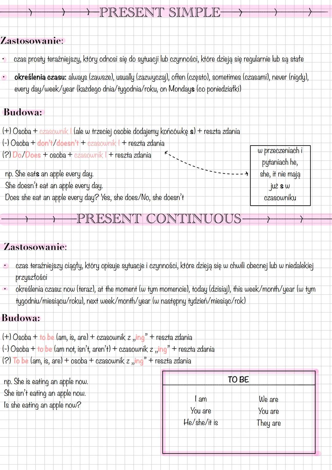 --- OCR Start ---
Zastosowanie:
→→PRESENT SIMPLE-
czas prosty teraźniejszy, który odnosi się do sytuacji lub czynności, które dzieją się reg